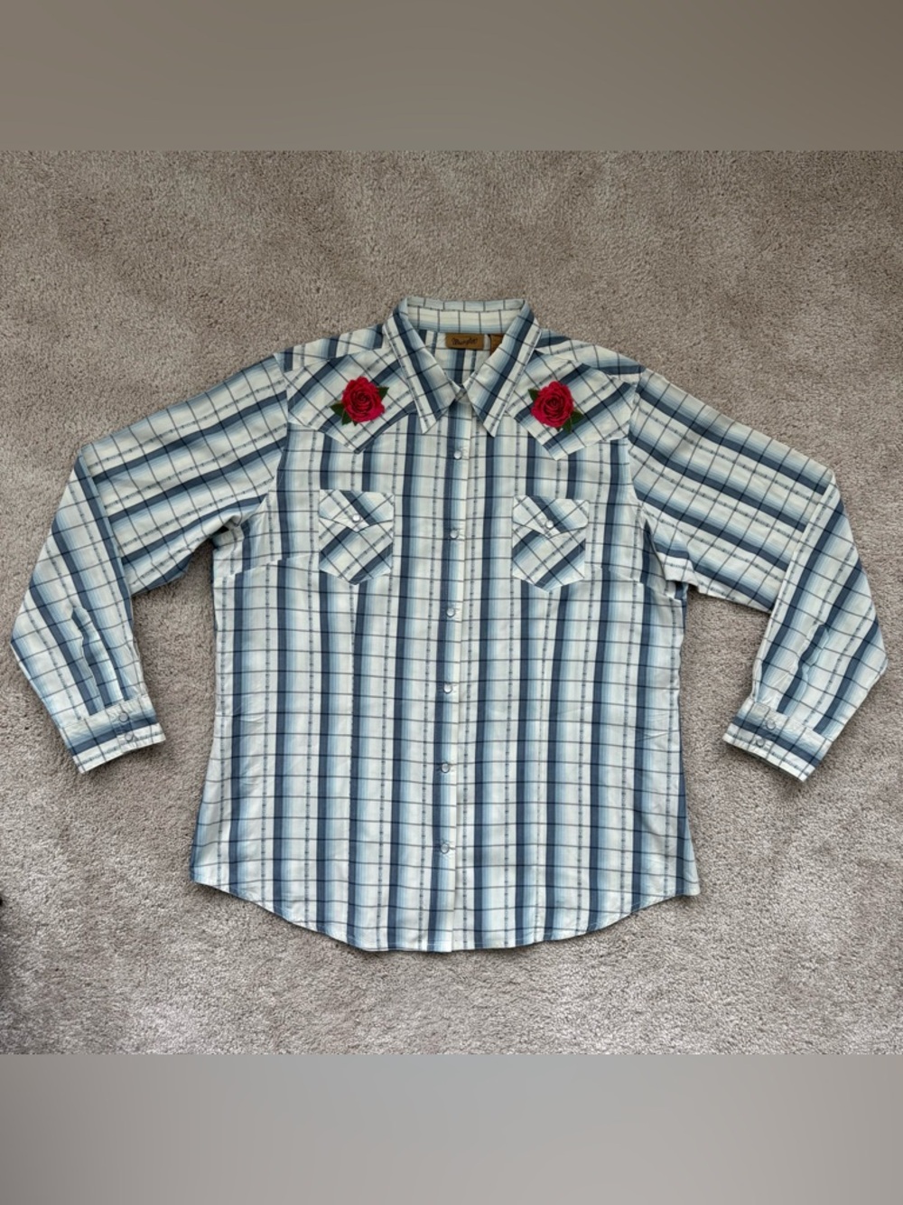 Wrangler Western Cowgirl Flowers Embroidery Shirt Women Sz XL